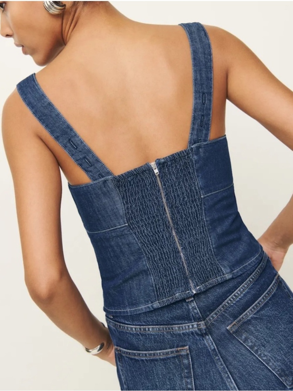 Reformation Tagliatelle Denim Top in Ellis 2 - Picture 3 of 6